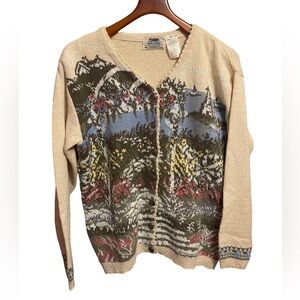 Vintage Northern Reflections by Parkhurst, Garden Scene Cardigan Women’s Medium